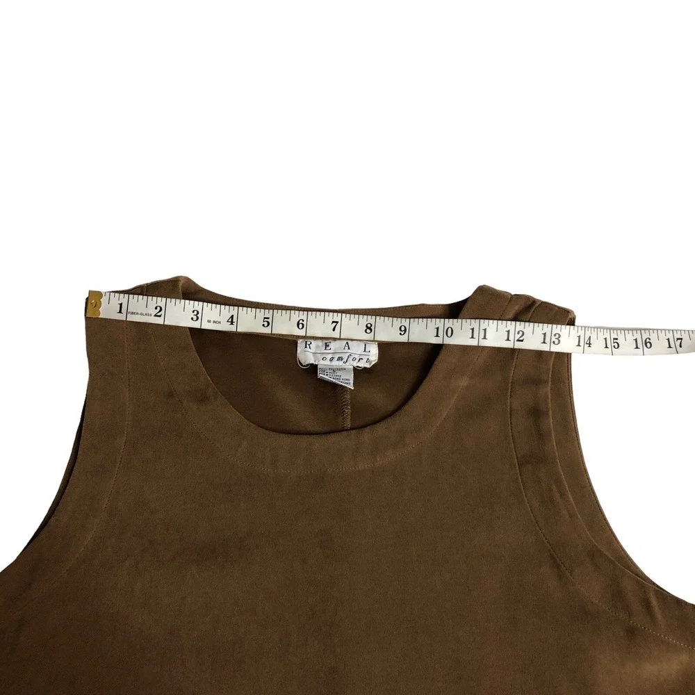 Vintage 90s Y2K Real Comfort Maxi Dress Jumper 8 Brown Sleeveless Tank Lagenlook - Picture 16 of 16